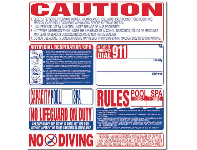 8-In-1 Pool / Spa Safety Sign