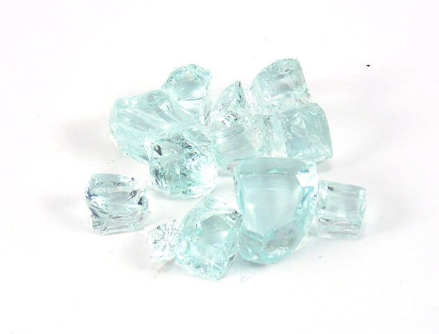 (Shown Above) Quarter Inch Crystals, Clear Blue Fire Glass